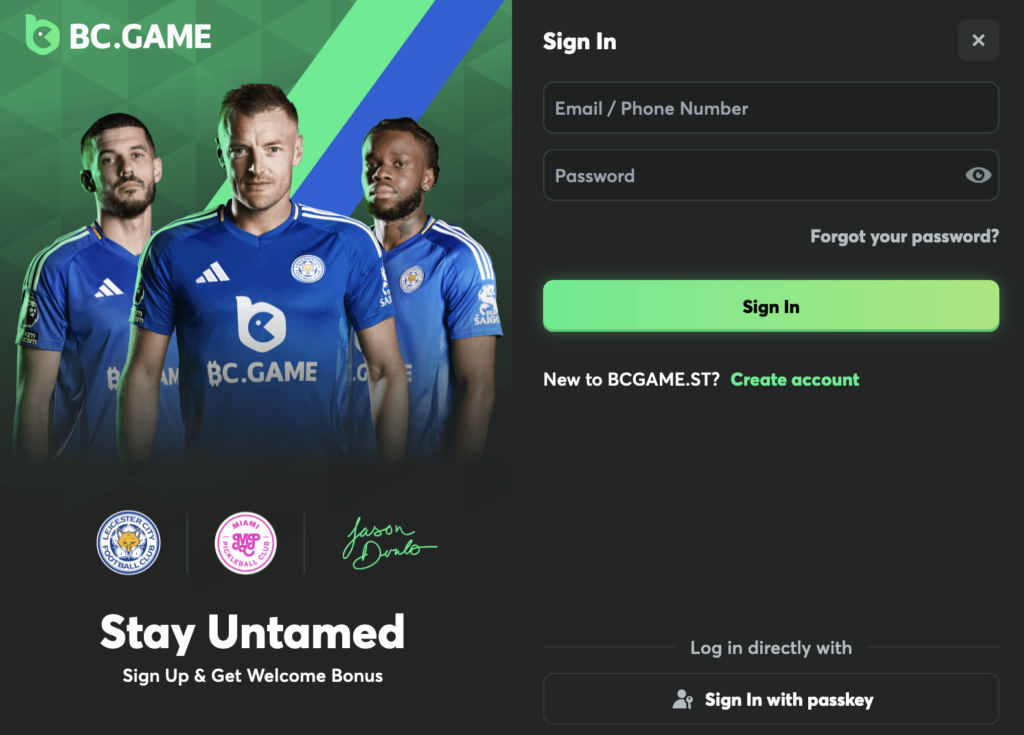 Logging In BC Game